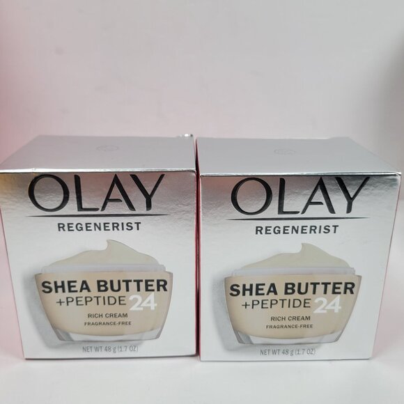 Olay Regenerist Shea Butter + Peptide Rich Cream Fragrance-Free 48g NIB Set of 2 - Picture 1 of 5